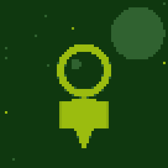 Pixel-art astronaut in the four-green Game Boy palette